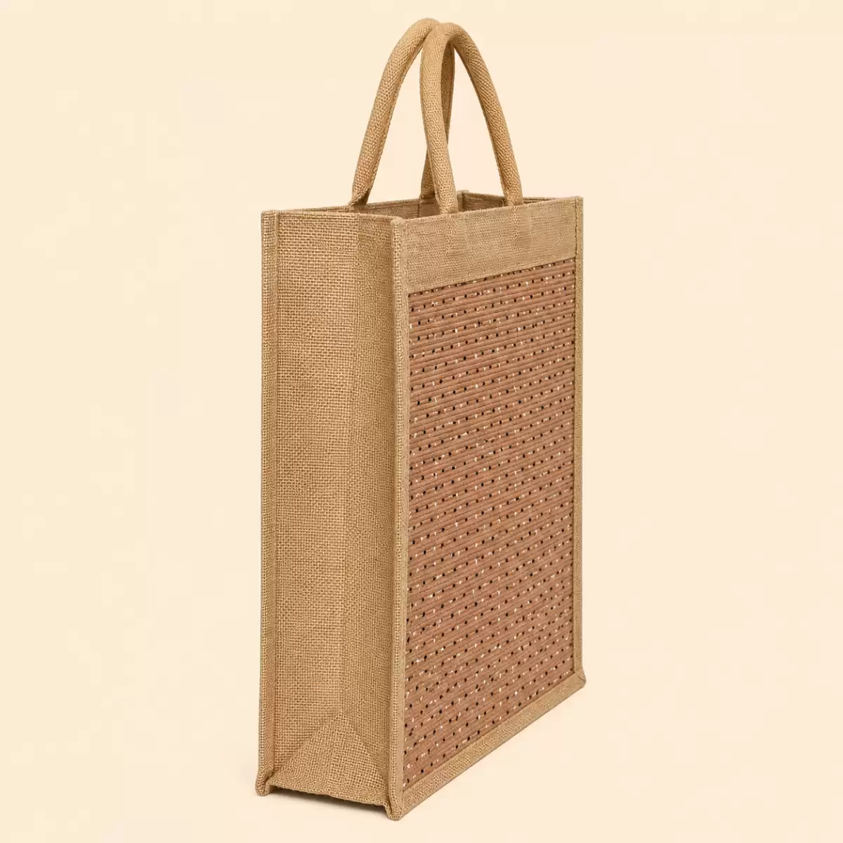 Brown Lite Creem Jute Shopping Bag