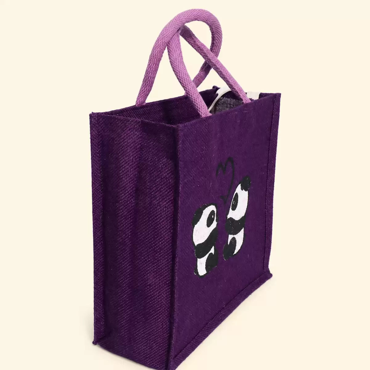 Purple Printed Jute Bag