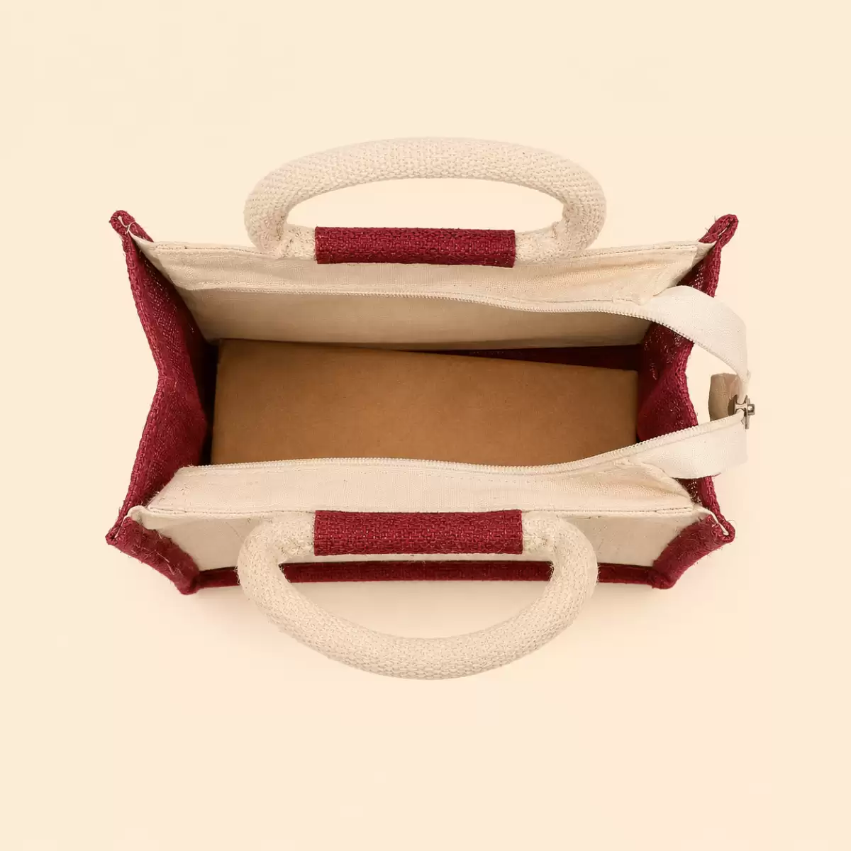 White Red Printed Jute Bag