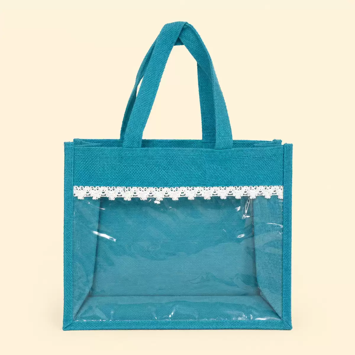 Sky Blue Jute Shopping Bag