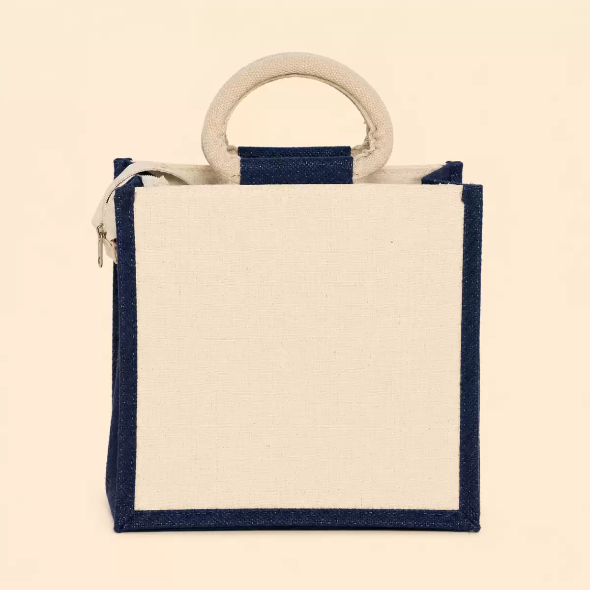White Black Printed Jute Bag