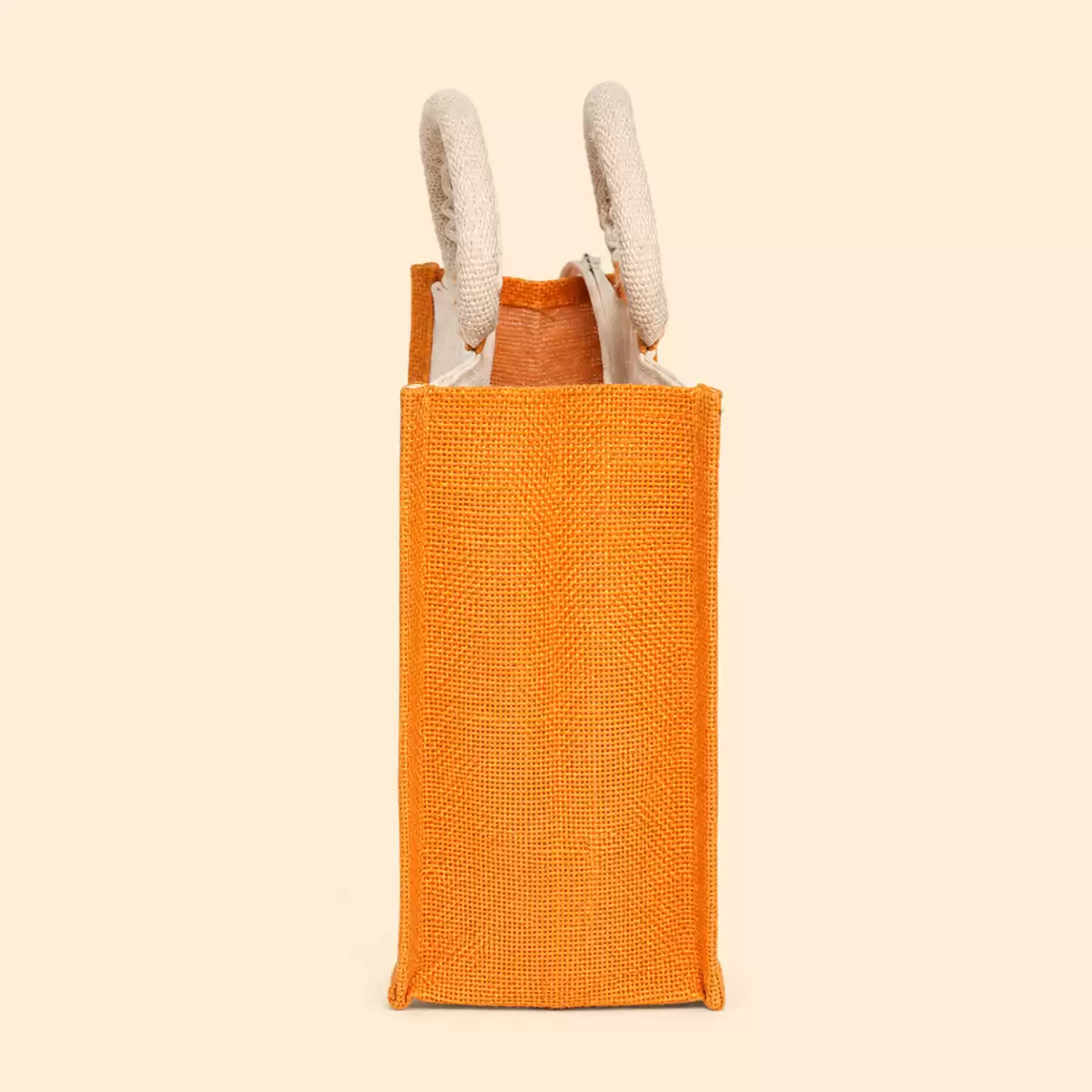 White Yello Printed Jute Bag