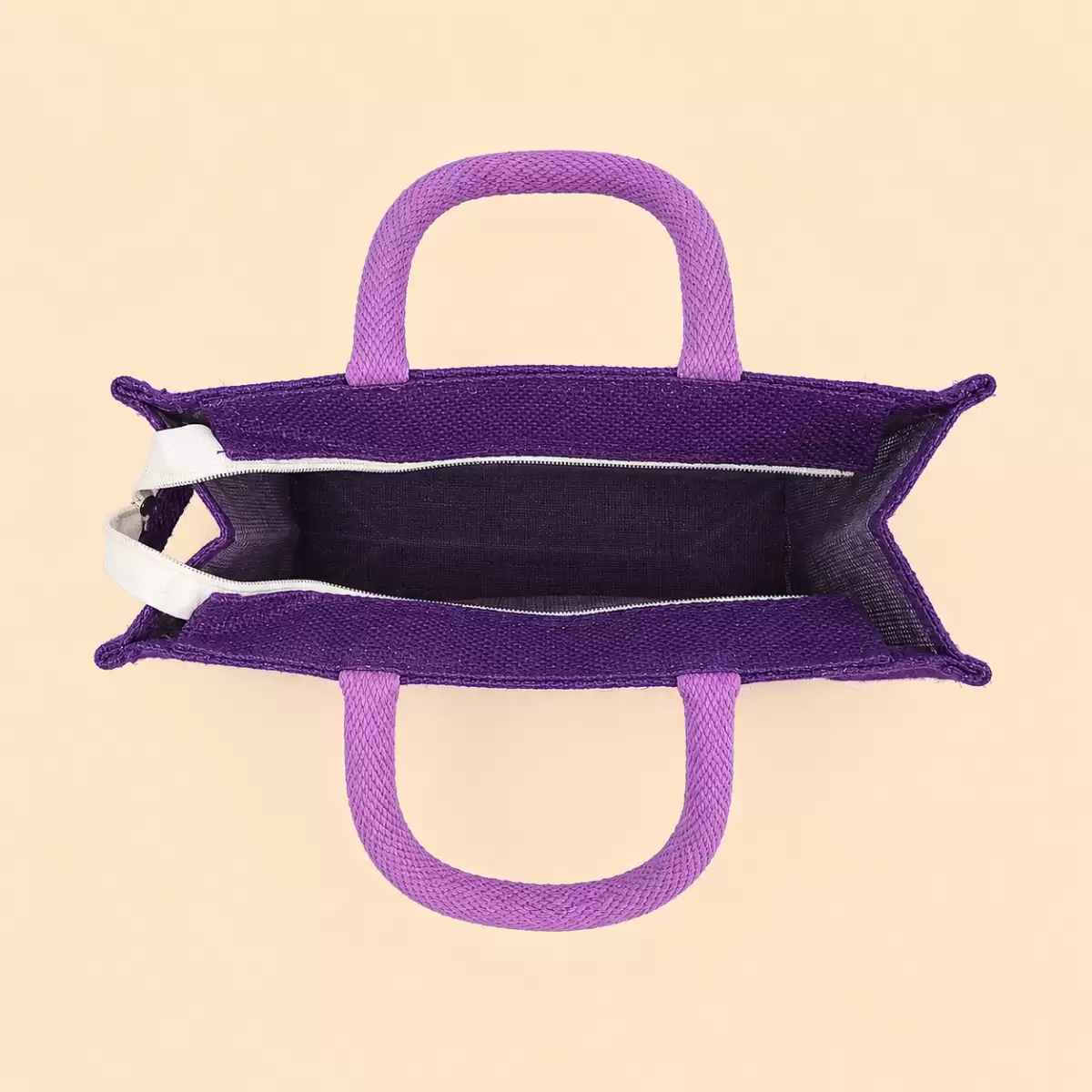 Purple Printed Jute Bag