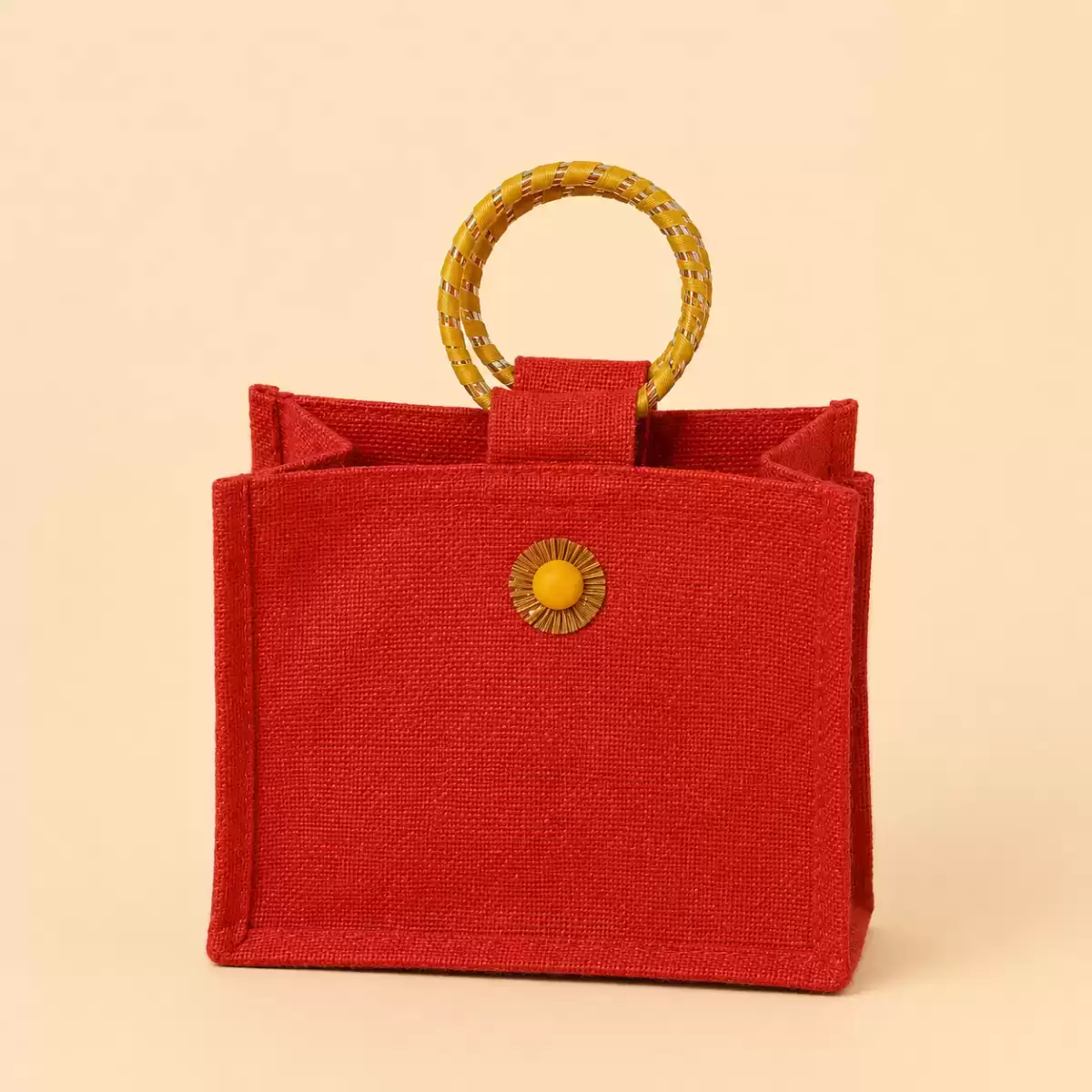 Lava Red Jute Shopping Bag