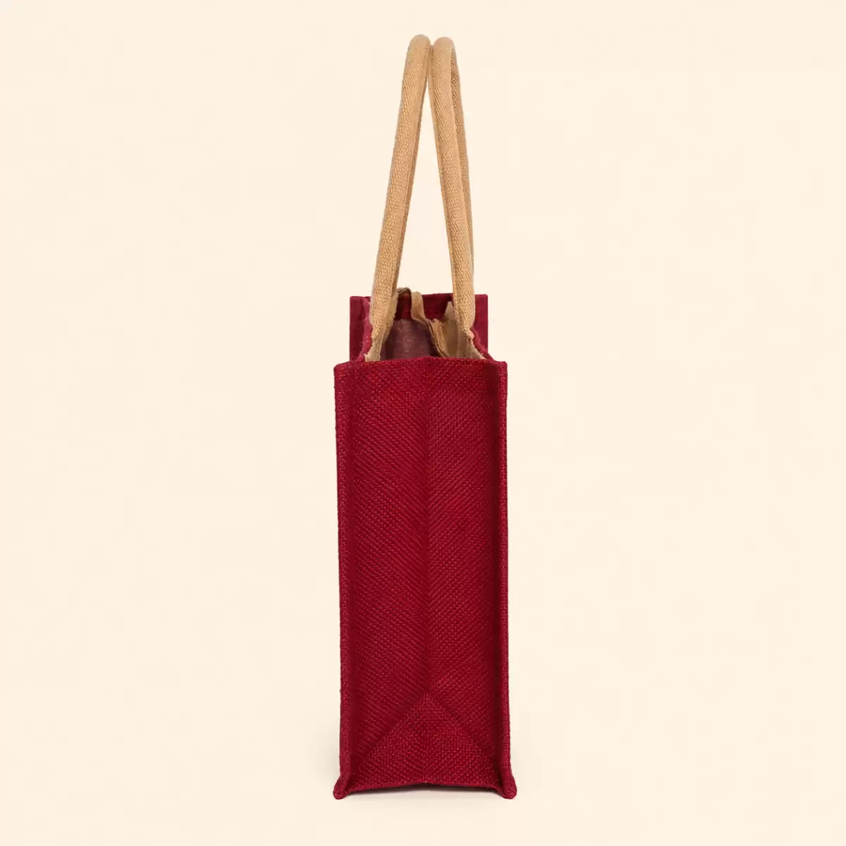 Red Brown Jute Shopping Bag