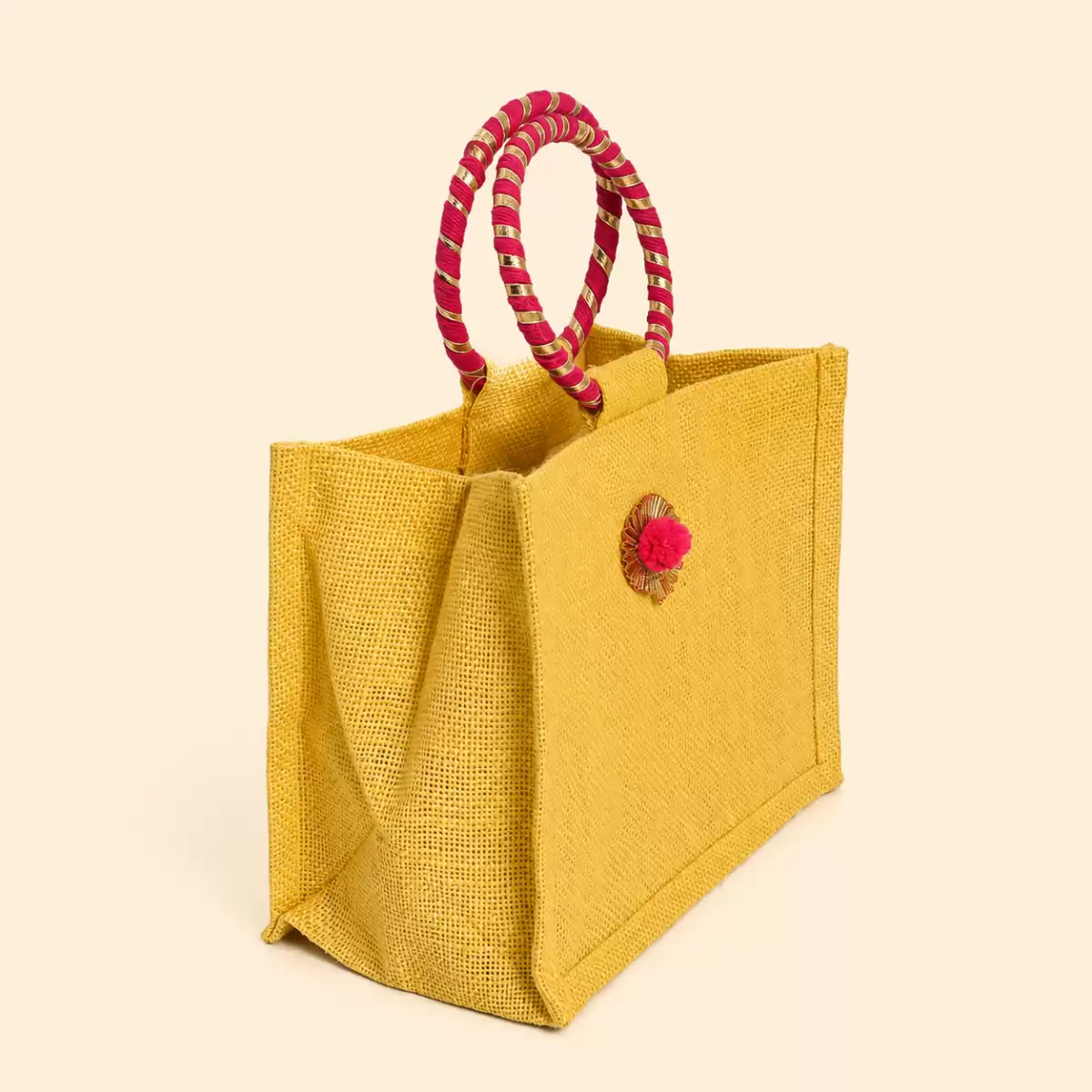 Light Yellow Jute Gift Bag