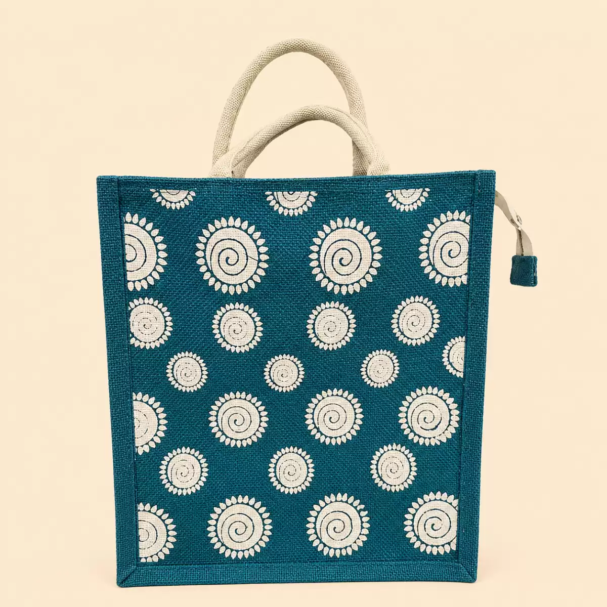 Blue Printed Jute Bag