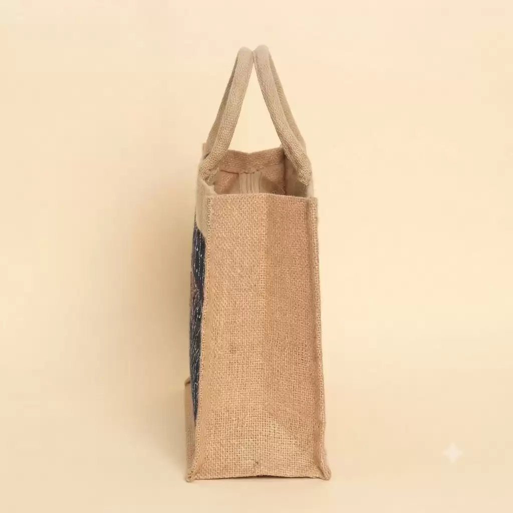 Navy Blue Jute Shopping Bag