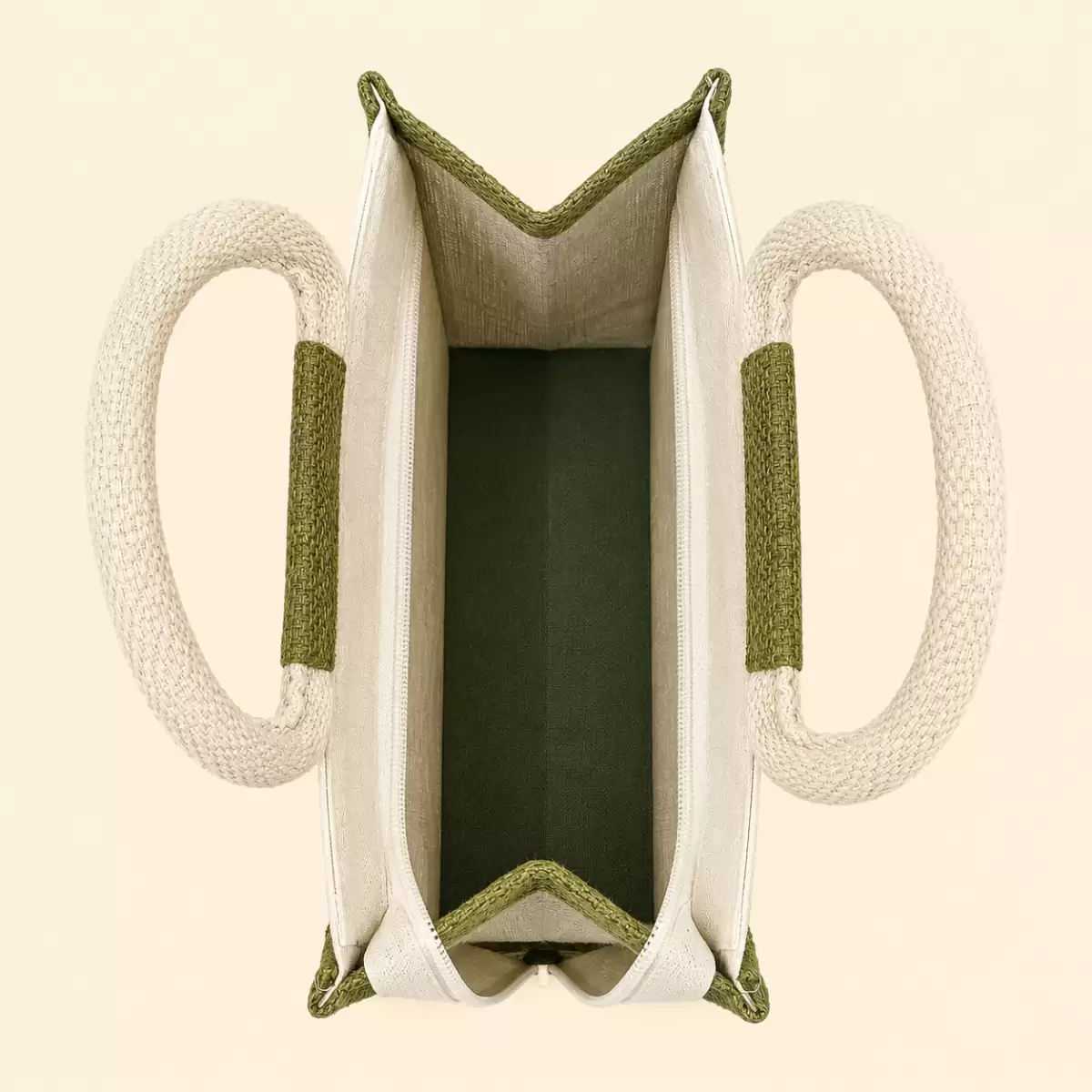 White Green Printed Jute Bag