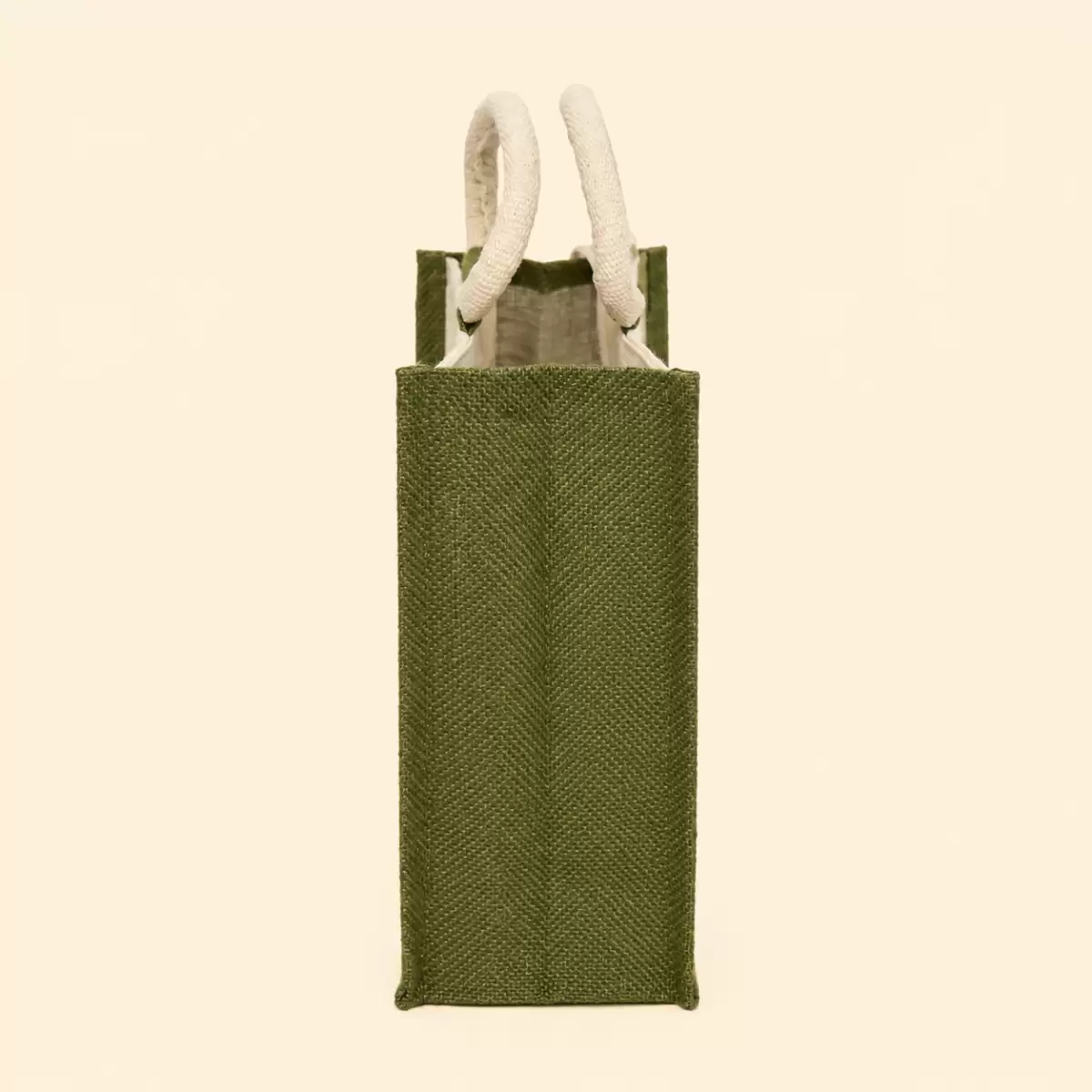 White Green Printed Jute Bag