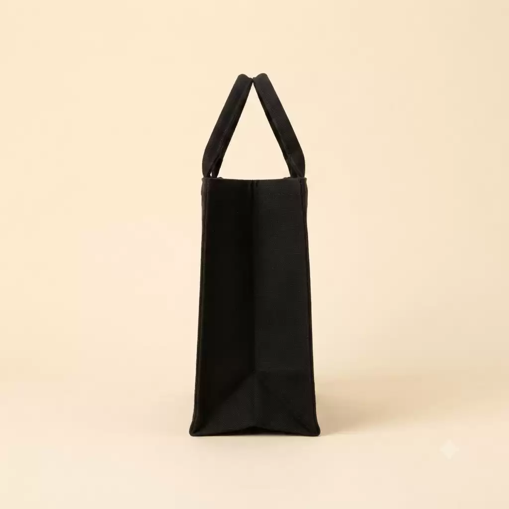 Black Printed Jute Bag
